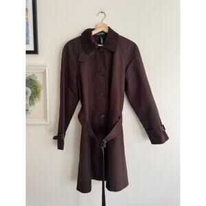 LAUREN RALPH LAUREN Brown Belted Jacket Cord Collar Size Large